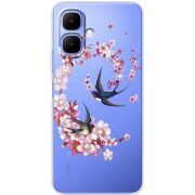 Чохол зі стразами Tecno Spark Go 2 Swallows and Bloom