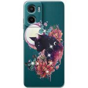 Чохол зі стразами Motorola G06 Cat in Flowers