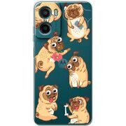 Прозорий чохол BoxFace Motorola G06 с 3D-глазками Pug