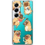 Прозорий чохол BoxFace Tecno Camon 40 с 3D-глазками Pug