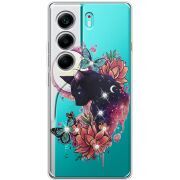 Чохол зі стразами Tecno Camon 40 Cat in Flowers
