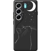 Чорний чохол BoxFace Tecno Camon 40 Місячний кіт