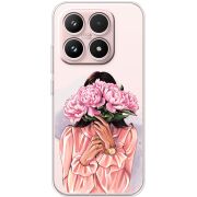 Прозорий чохол BoxFace Xiaomi 17 Девушка с Пионами