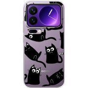 Прозорий чохол BoxFace Xiaomi 17 Pro Max с 3D-глазками Black Kitty