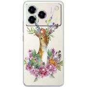 Чохол зі стразами ZTE Blade A76 4G Deer with flowers