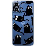 Прозорий чохол BoxFace Motorola Moto G35 с 3D-глазками Black Kitty