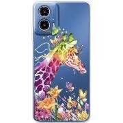 Прозорий чохол BoxFace Motorola Moto G35 Colorful Giraffe