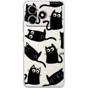 Прозорий чохол BoxFace ZTE Blade A36 с 3D-глазками Black Kitty