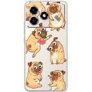 Прозорий чохол BoxFace ZTE Blade A36 с 3D-глазками Pug