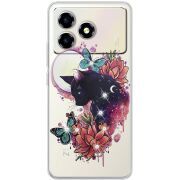 Чохол зі стразами ZTE Blade A36 Cat in Flowers