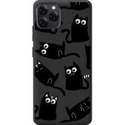 Прозорий чохол BoxFace Blackview A95 с 3D-глазками Black Kitty