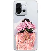 Прозорий чохол BoxFace OnePlus 13T Девушка с Пионами