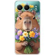 Прозорий чохол BoxFace OnePlus Nord 4 Капибара з квітами