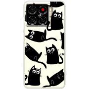 Прозорий чохол BoxFace ZTE Blade A56 с 3D-глазками Black Kitty