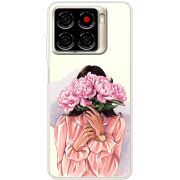 Прозорий чохол BoxFace ZTE Blade A56 Девушка с Пионами