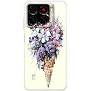 Чохол зі стразами ZTE Blade A56 Ice Cream Flowers
