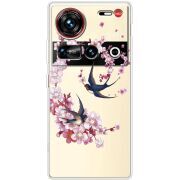 Чохол зі стразами Nubia Z70 Ultra Swallows and Bloom