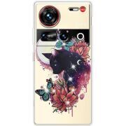 Чохол зі стразами Nubia Z70 Ultra Cat in Flowers