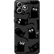 Прозорий чохол BoxFace Oukitel C53 с 3D-глазками Black Kitty
