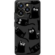 Прозорий чохол BoxFace Oukitel C50 с 3D-глазками Black Kitty