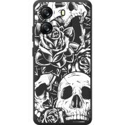 Чорний чохол BoxFace Blackview Oscal Flat 1C Skull and Roses