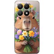 Прозорий чохол BoxFace Xiaomi 15T Капибара з квітами