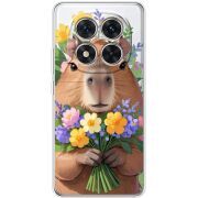 Прозорий чохол BoxFace Xiaomi Redmi Note 15 Pro Plus Капибара з квітами