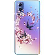 Чехол со стразами Vivo Y72 5G Swallows and Bloom