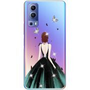 Чехол со стразами Vivo Y72 5G Girl in the green dress