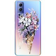 Чехол со стразами Vivo Y72 5G Ice Cream Flowers