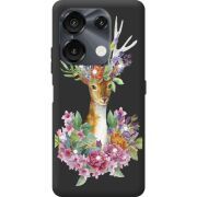 Чехол со стразами Umidigi G9 5G Deer with flowers