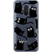 Прозрачный чехол Uprint Xiaomi Pocophone F1 с 3D-глазками Black Kitty