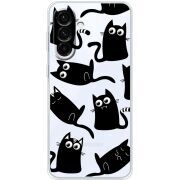 Прозорий чохол BoxFace Samsung Galaxy A37 5G (A376) с 3D-глазками Black Kitty