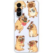 Прозорий чохол BoxFace Samsung Galaxy A37 5G (A376) с 3D-глазками Pug