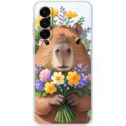 Прозорий чохол BoxFace Samsung Galaxy A37 5G (A376) Капибара з квітами