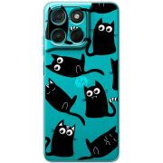 Прозорий чохол BoxFace Moto G86 Power с 3D-глазками Black Kitty