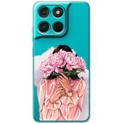 Прозорий чохол BoxFace Moto G86 Power Девушка с Пионами