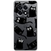 Прозорий чохол BoxFace OnePlus Ace 5 с 3D-глазками Black Kitty