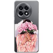 Прозорий чохол BoxFace OnePlus Ace 5 Девушка с Пионами