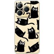 Прозорий чохол BoxFace Realme 15T с 3D-глазками Black Kitty