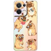 Прозорий чохол BoxFace OPPO Reno 8 5G с 3D-глазками Pug