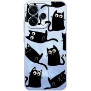 Прозорий чохол BoxFace OPPO Reno 15 с 3D-глазками Black Kitty