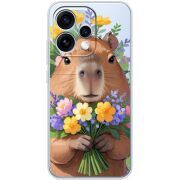 Прозорий чохол BoxFace OPPO Reno 15 Капибара з квітами