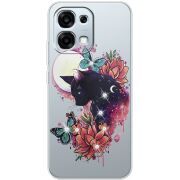 Чохол зі стразами OPPO A6 Pro Cat in Flowers