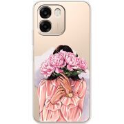 Прозорий чохол BoxFace OPPO A6 Девушка с Пионами