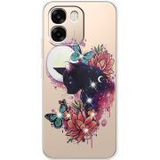 Чохол зі стразами OPPO A6 Cat in Flowers