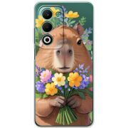 Прозорий чохол BoxFace OPPO A5 Капибара з квітами