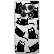 Прозорий чохол BoxFace Poco M8 с 3D-глазками Black Kitty