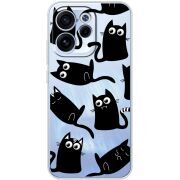 Прозорий чохол BoxFace OPPO Reno 15 F с 3D-глазками Black Kitty