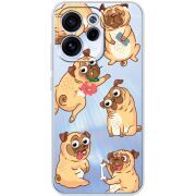 Прозорий чохол BoxFace OPPO Reno 15 F с 3D-глазками Pug
